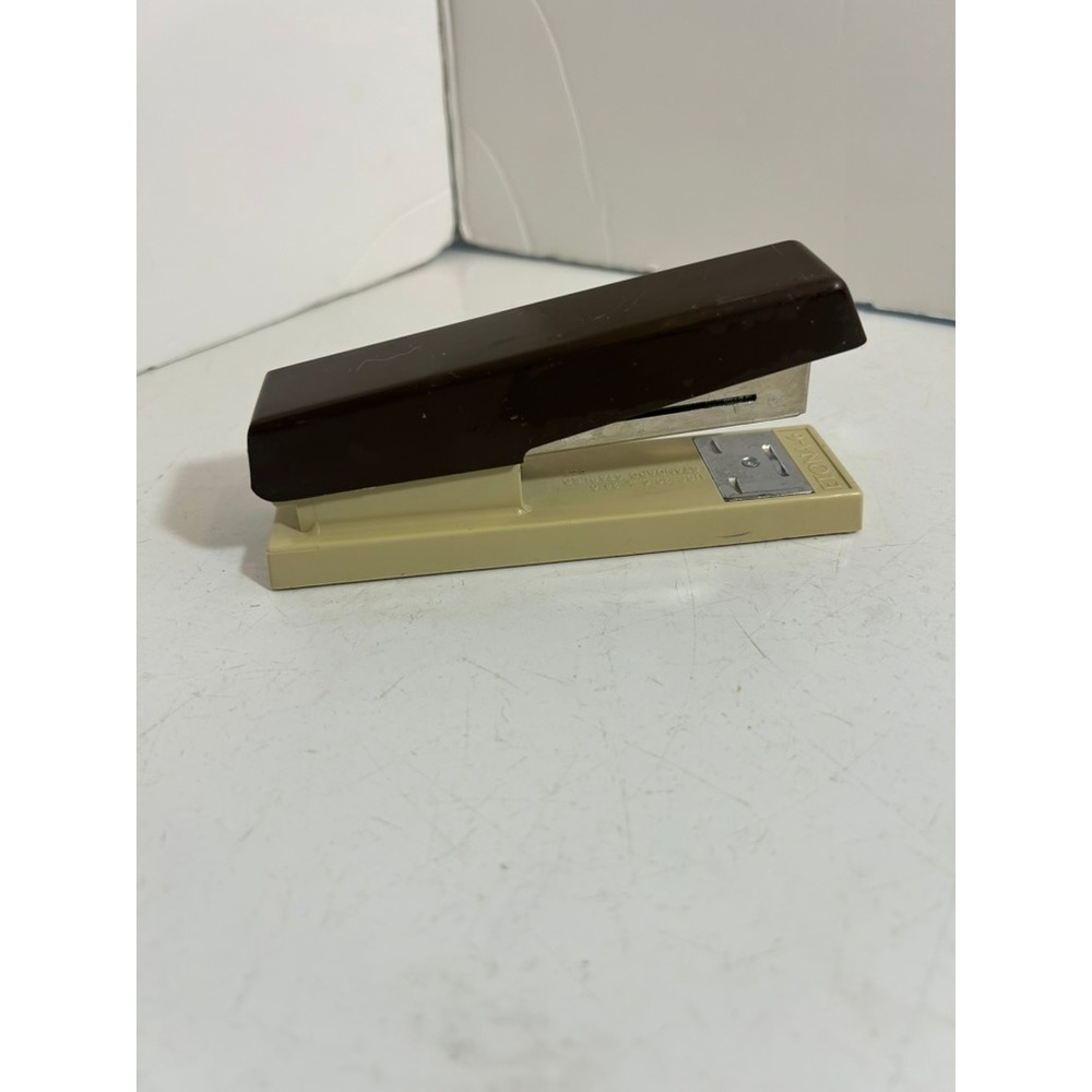 Vintage Etona-6 Stapler Brown Tan Mid Century Modern Desktop Office Supply